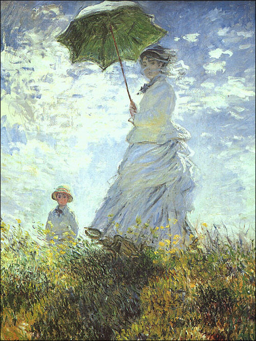 양산을 들고 있는 여인 카미유와 아들 장과 산책하기(he Stroll, Camille Monet and Her Son Jean (Woman with a Parasol), 1875, Oil on canvas, 100 x 81 cm, National Gallery of Art, Washington, D.C.) 